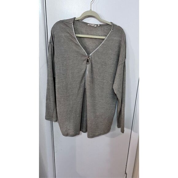 SOFT SURROUNDINGS BEIGE 3/4 ZIP PULLOVER THIN KNIT TOP WOMENS SZ 2XL - Picture 2 of 9